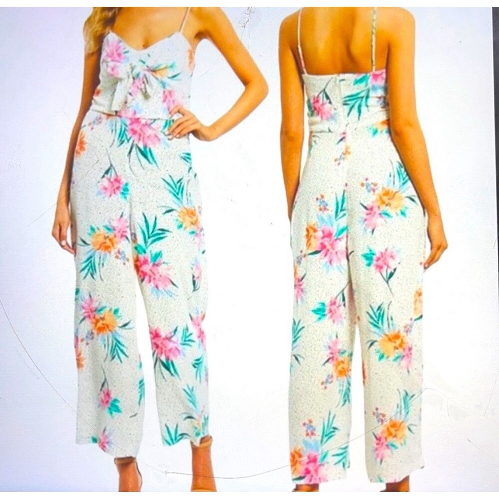 Gianni Bini Spaghetti Strap Cropped Floral Jumpsuit Sz S New